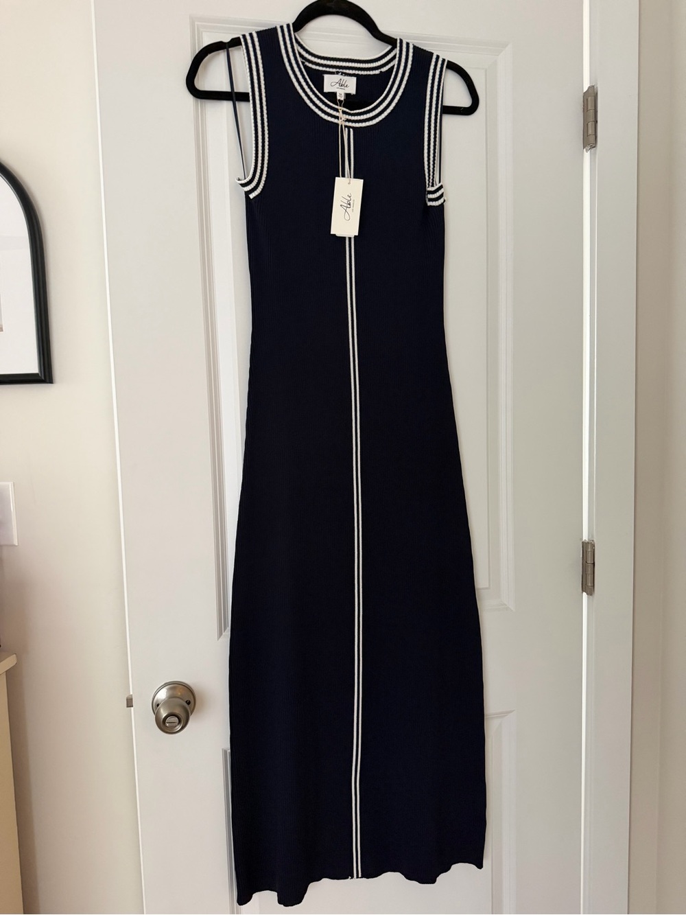 Able Navy Maxi Dress with White Trim